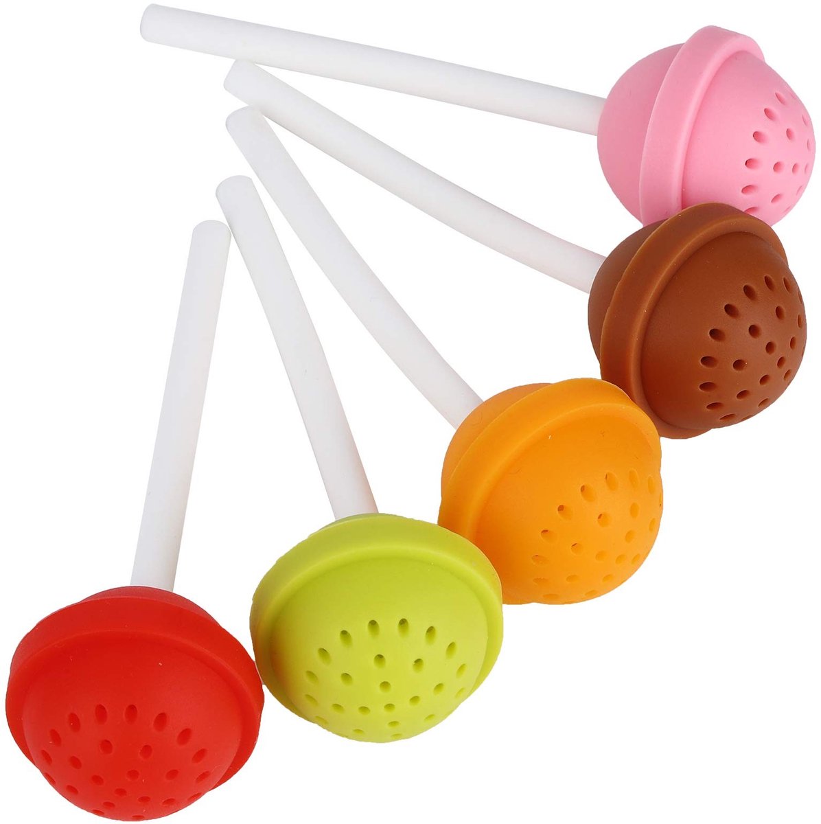 Dailygoods - 5 Stuks Siliconen Thee-ei in Lolly-vorm voor Theeliefhebbers