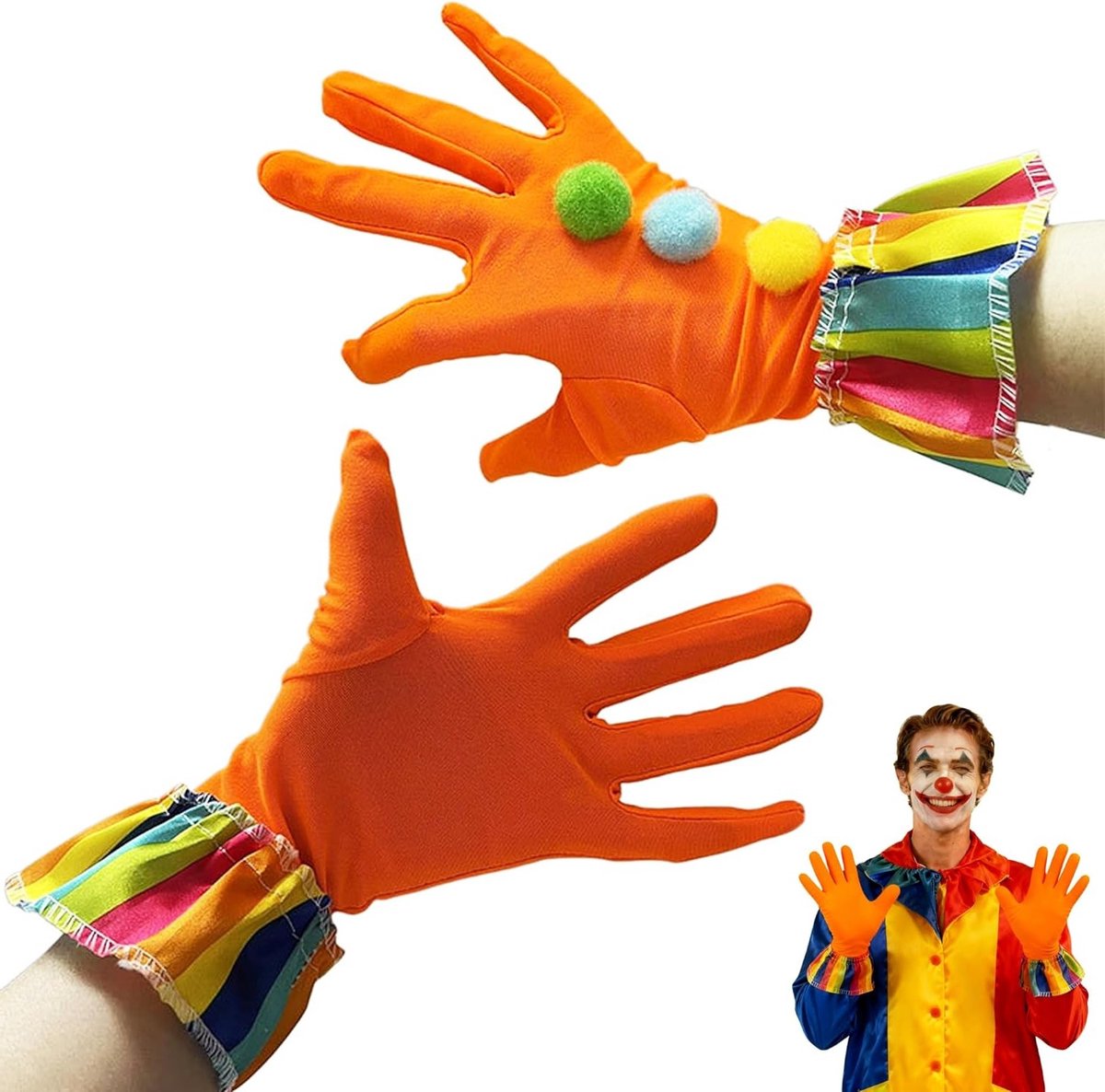 Kleurrijke Clown Handschoenen voor Carnaval, Halloween, Feest, Cosplay en Circus - Perfecte Accessoire voor Mannen en Vrouwen