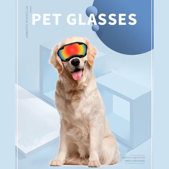 Honden Zonnebril - Huisdier Goggles - Outdoor Activiteit - Zon En Wind Bescherming - Verstelbaar - Zwart — afbeelding 2