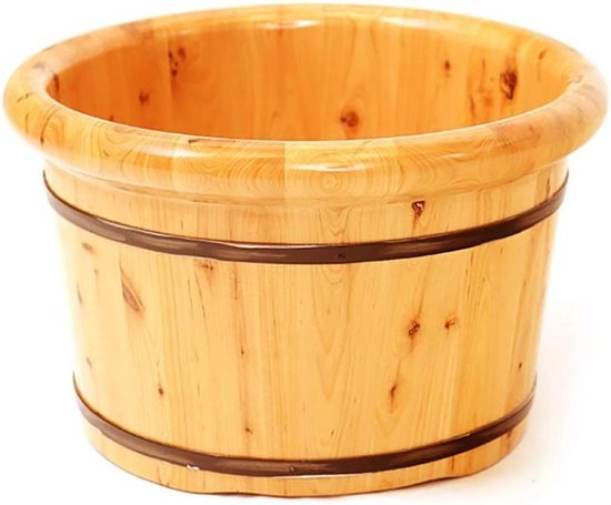 Massage Emmer - Voetenbad Spa - Ontspanning Thuis - Handgemaakt Cederhout - 26cm Hoog - Natuurlijk Hout