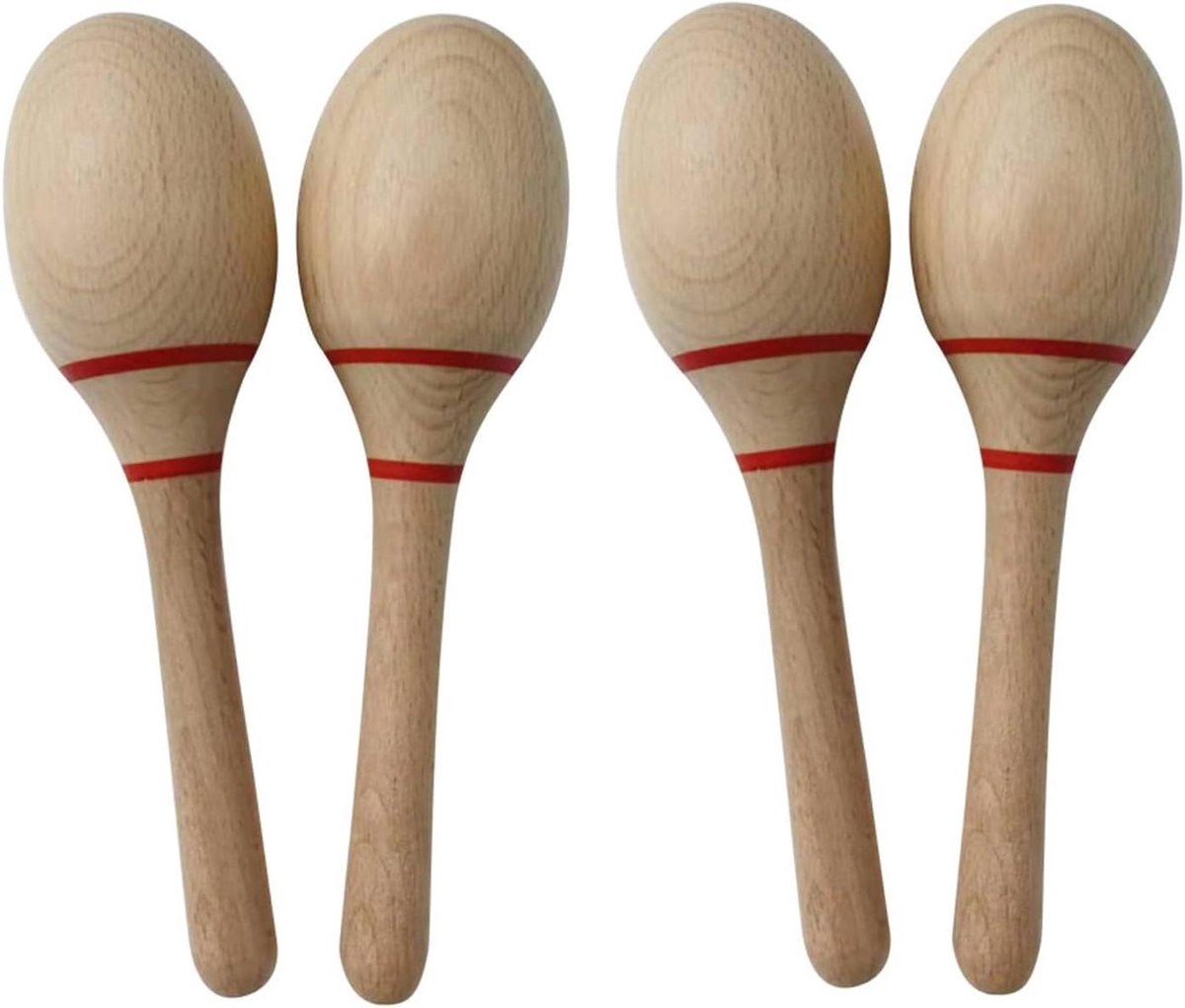 Percussie Instrumenten - Ritmische Bal - Muziek Maken - Natuurlijk Hout - 4 Stuks - Rood