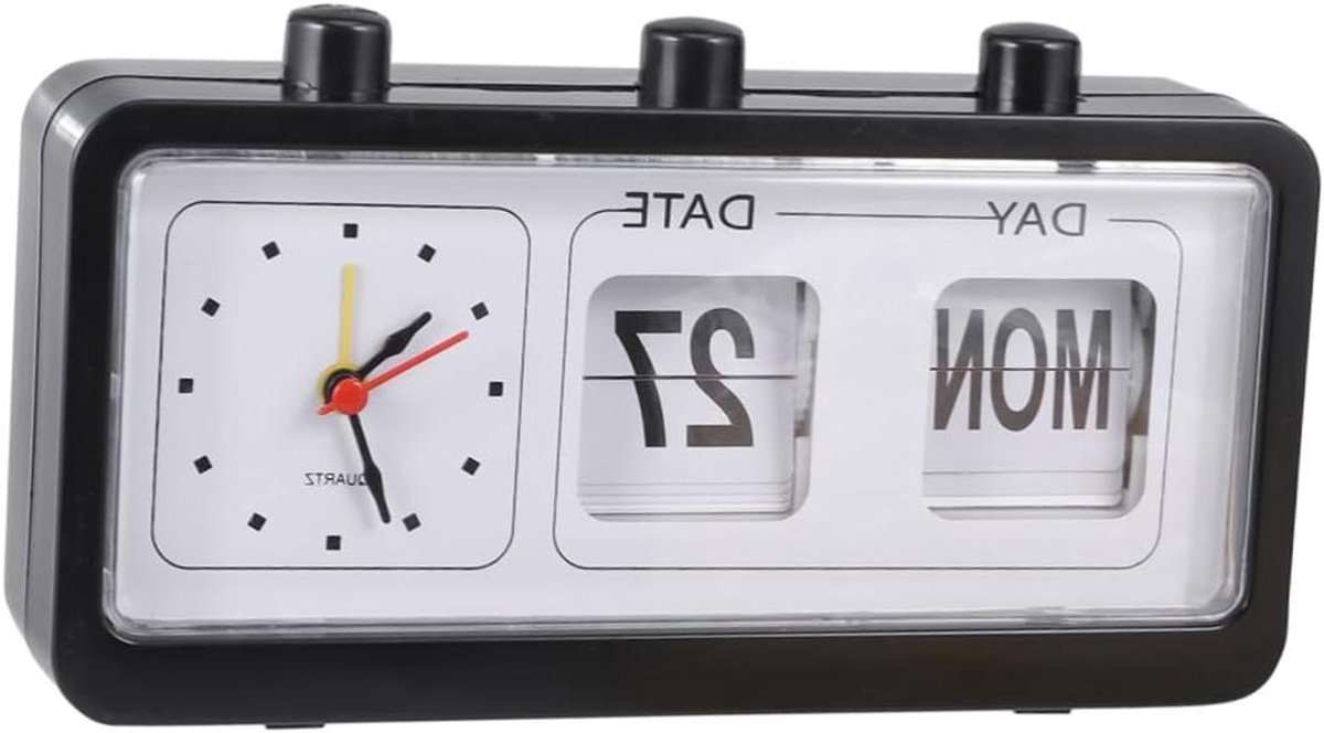 Digitale Wekker - Tafelklok Datum - Tijd Bijhouden - Handmatige Datum Week - 20 x 9.5 cm - Zwart