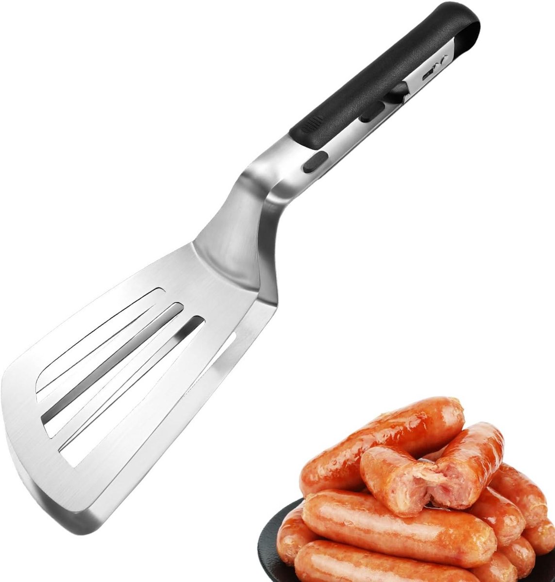 Grill Tang - Keuken Spatel - Buiten Koken - Hittebestendige Grip - 33 cm Lengte - Zilverkleurig