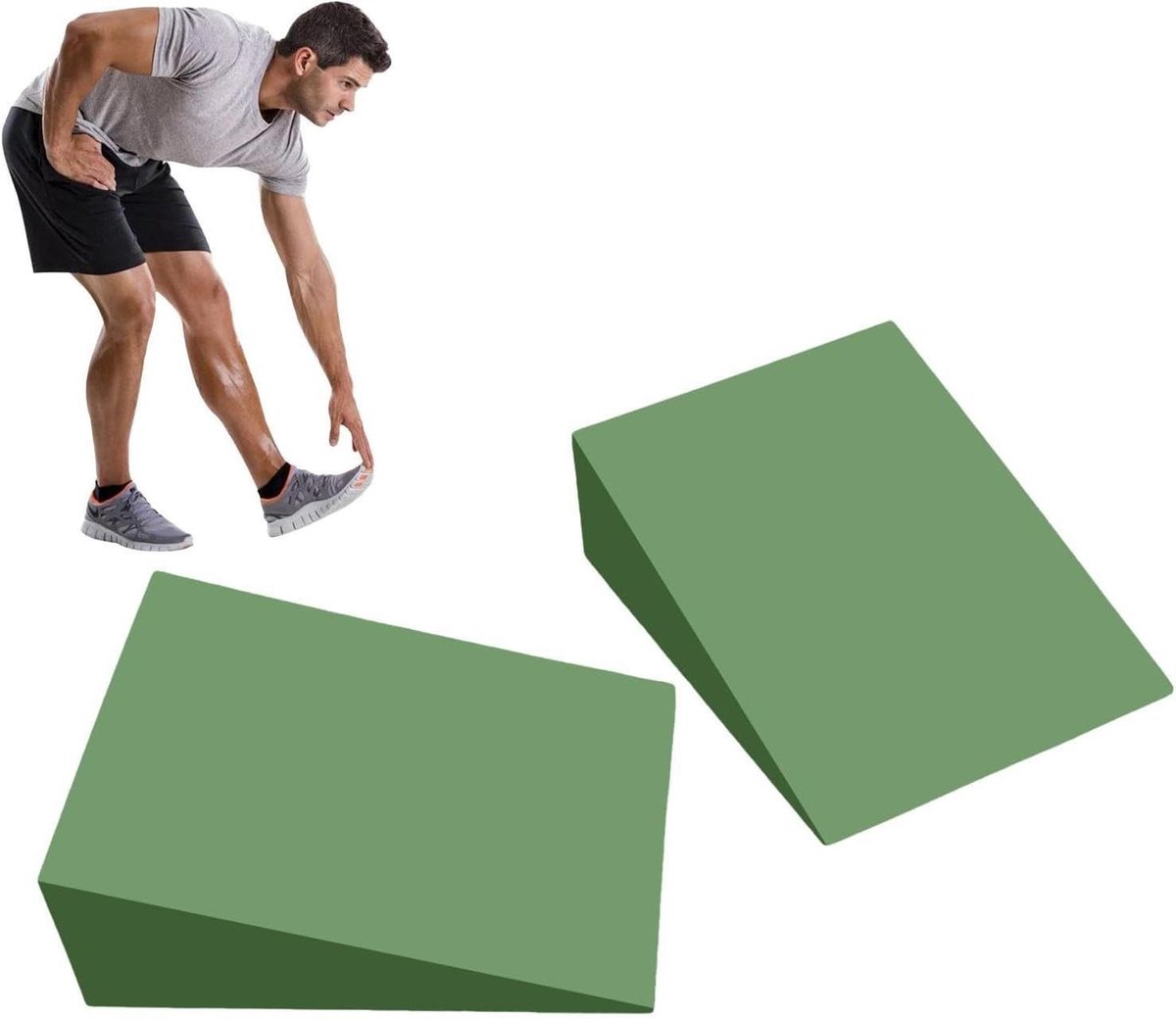 Schuine Plank - Kuitstretcher Wig - Onderlichaam Training - Verlicht Voetblessures - 9x6x3cm - Groen