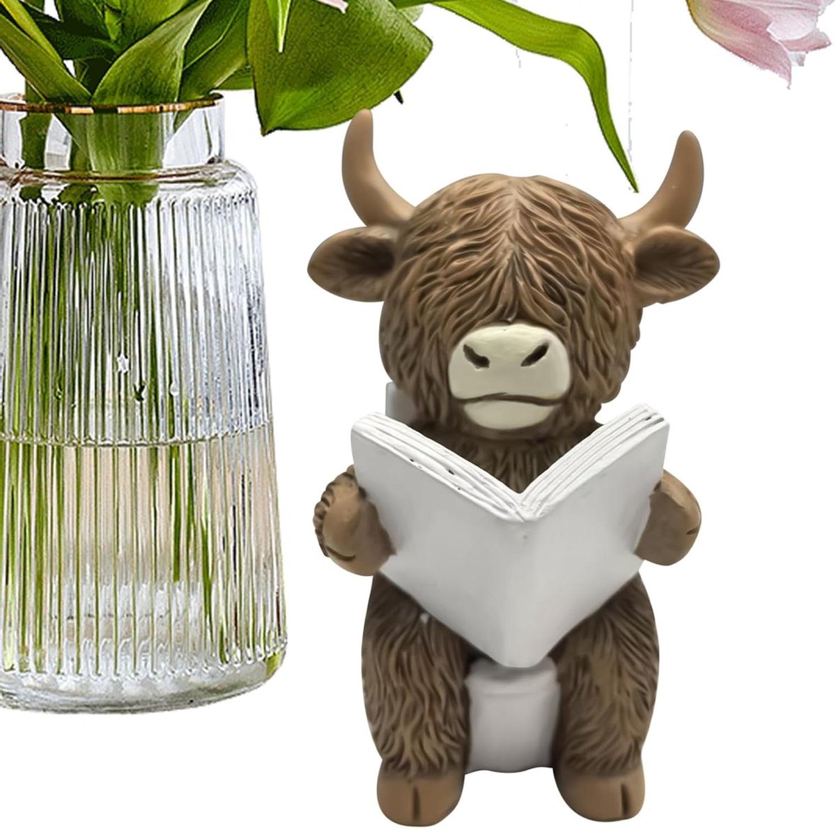 Koeien Beeldje - Hars Decoratie - Woonkamer Decoratie - Creatief Speels Ontwerp - 7.5x6x9c