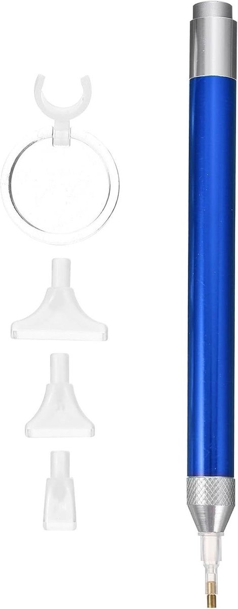 Diamant Boorpen - Stippen Pen - Diamant Schilderen - Met Vergrootglas - 16 cm - Blauw