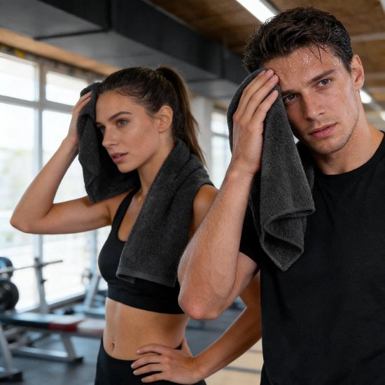 Gym Handdoeken - Sport Handdoeken - Zweet Absorberen - Met Ritsvak - 50x120cm - Zwart — afbeelding 2