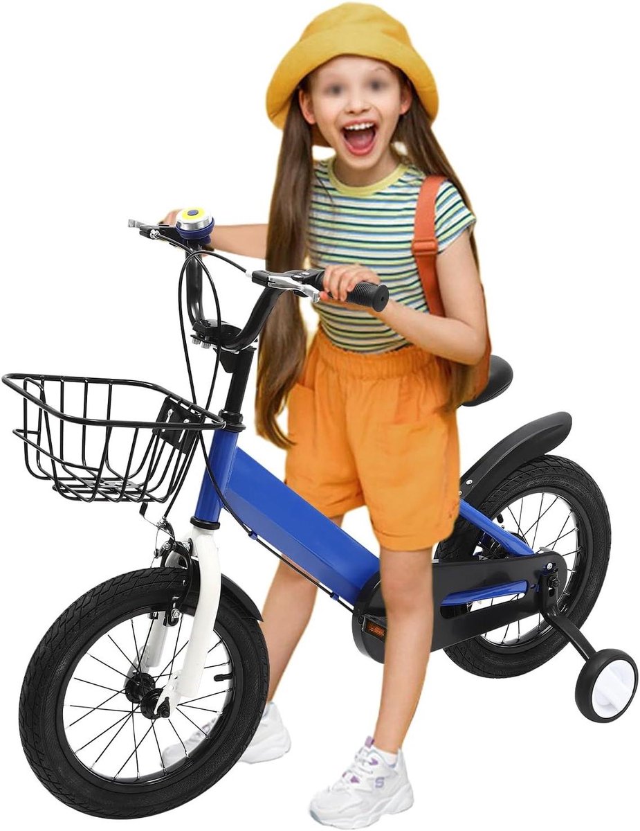 Kinderfiets - Jongensfiets Meisjesfiets - Leren Fietsen - Inclusief Steunwielen - 14 inch - Blauw