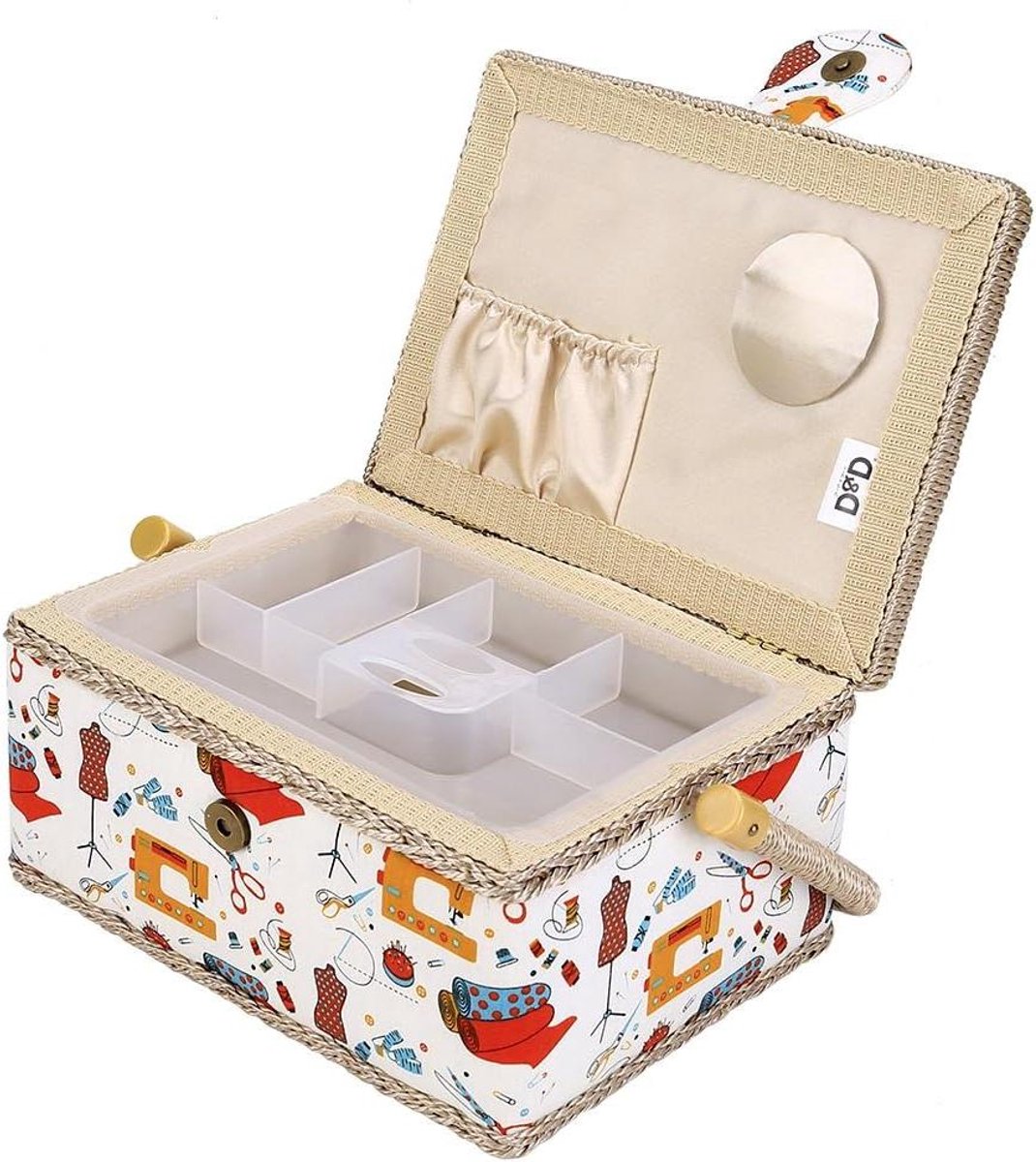 Naaimand Organizer - Handwerk Doos - Handwerk Opslag - Dubbellaags Ontwerp - Met Deksel - Oranje