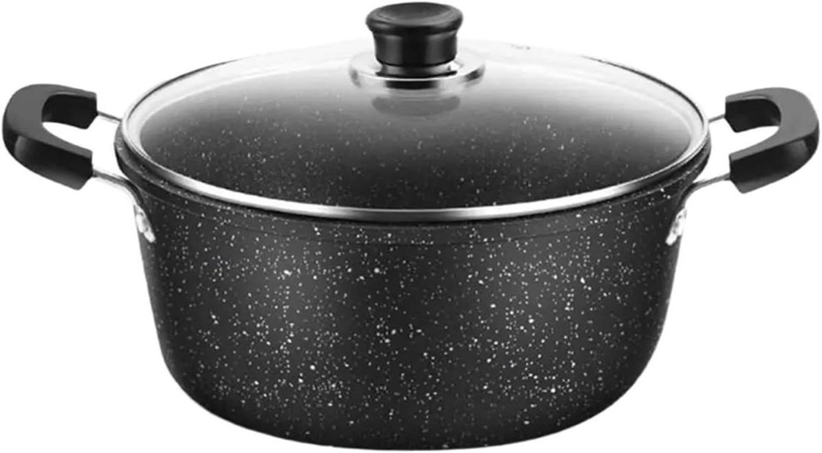 Braadpan met deksel - Stoofpan soeppan - Langzaam koken - Antiaanbaklaag - 22 cm - Zwart