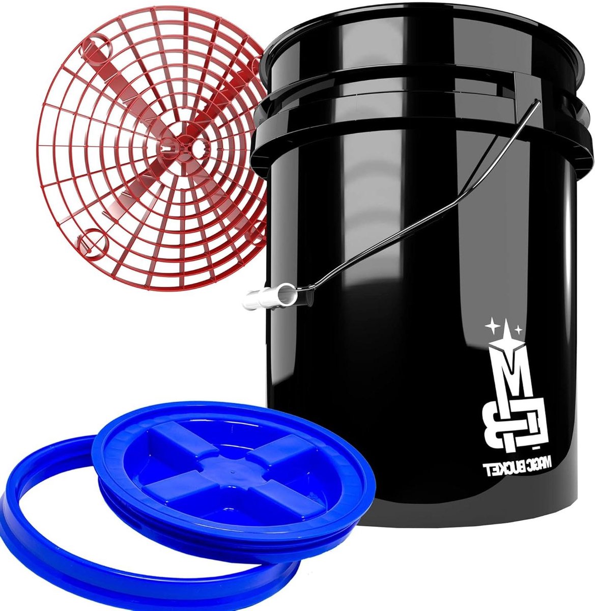 Wassen Emmer Set - Reiniging Emmer - Auto Wassen - Met Vuil Filter - 20 Liter - Blauw Rood