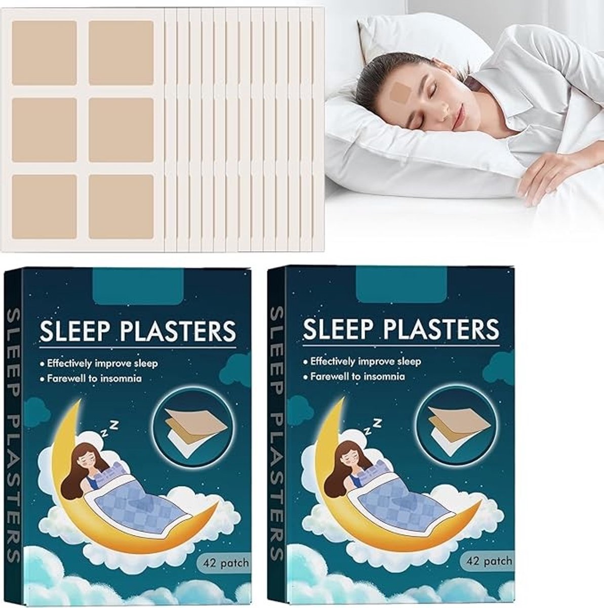 Sleep Patches slaappleister natuurlijke slaappleister met extra sterk effect, slaapsteunpleister voor een betere slaap, verlicht spierspanning en fysieke vermoeidheid