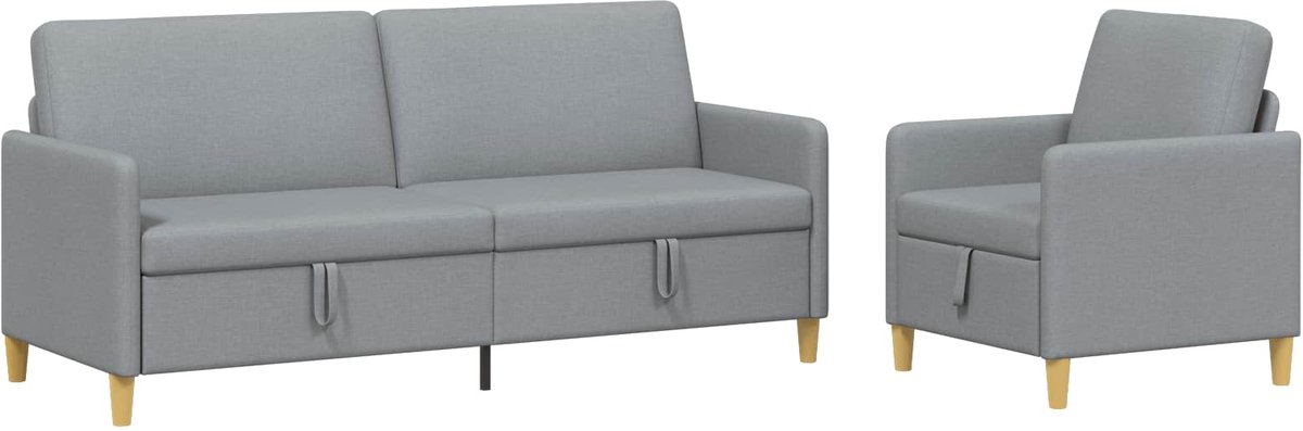 vidaXL - Sofa - Set - Met - Opslag - 2 - st - Lichtgrijs - Polyester