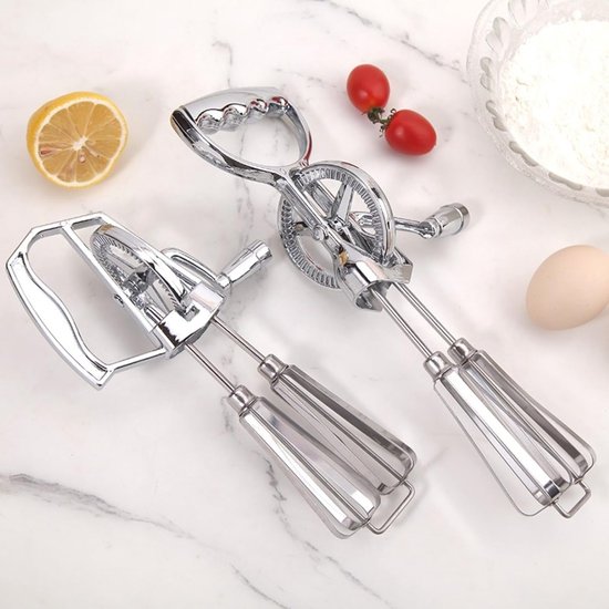 Eierklopper Set - Handmatige Mixer - Bakken Ingrediënten - Ergonomisch Handvat - Set van 2 - Zilver — afbeelding 3