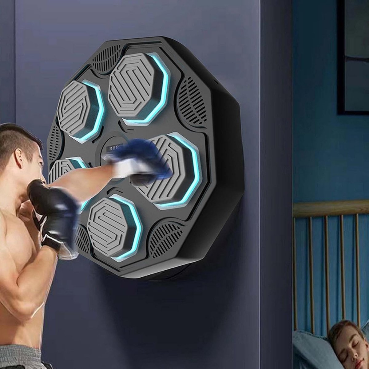 Intelligente Muziekbox - Boksdoel Machine - Fitness Training - LED Reactieverlichting - 40 cm Breed - Zwart