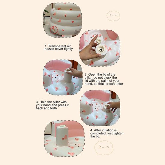 Baby Inflatable Seat Portable Baby Bath Floor Seat Summer Air Chair Cute Rabbit Design Baby Seat for Babies from 3 Months — afbeelding 3