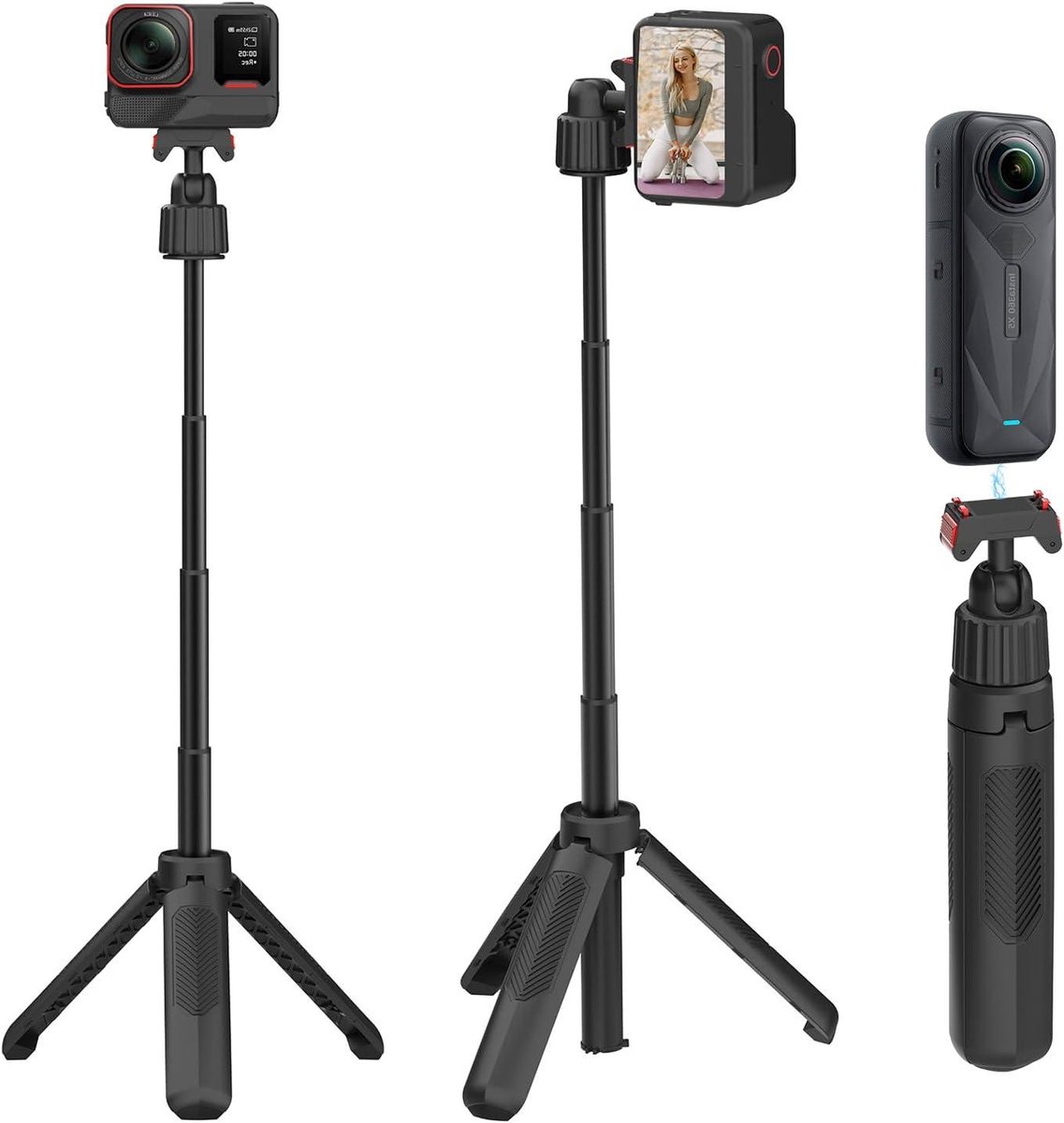 Statiefstandaard - Selfie Stick - Video Opnames - Magnetische Bevestiging - 40 cm - Zwart