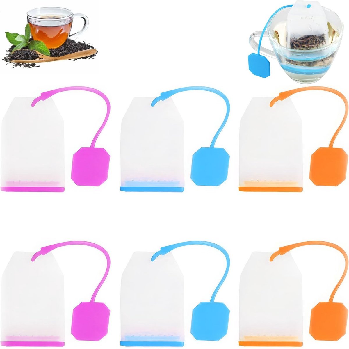 Cosensi - Dailygoods - Set van 6 Siliconen Theezakjes voor een Perfecte Thee-ervaring