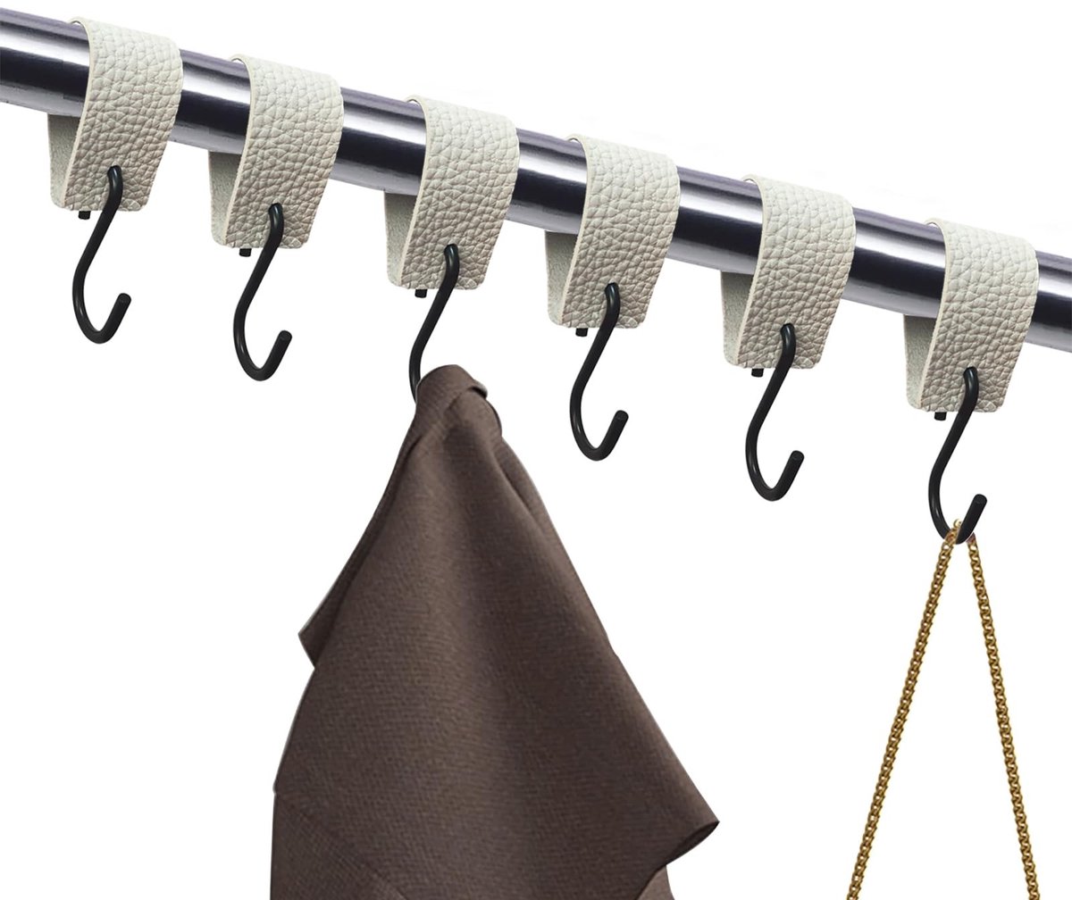 Cosensi - Dailygoods - Dailygoody - Leren S-haken - Multifunctionele haak - Wit - Jashaken - Handdoekhaken - Voor keuken en wanddecoratie