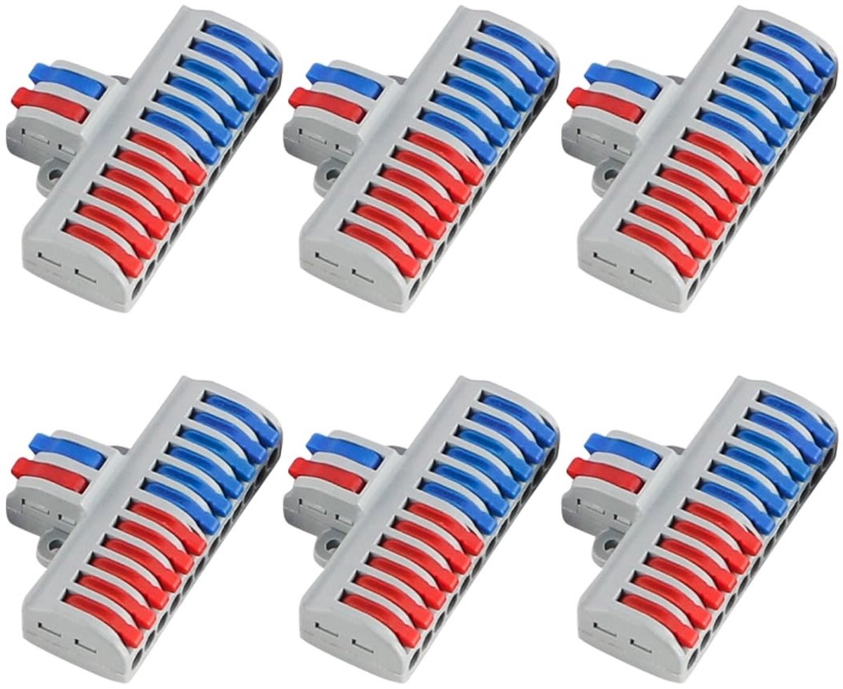 Cosensi - Dailygoods - Set van 6 Kabelaansluitklemmen met 2 Uitgangen