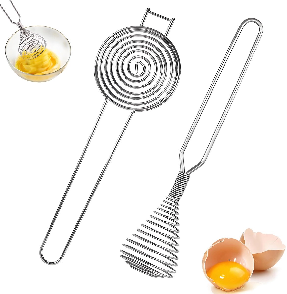 Dailygoods - Roestvrijstalen Garde met Eierscheider voor Keuken en Huishouden