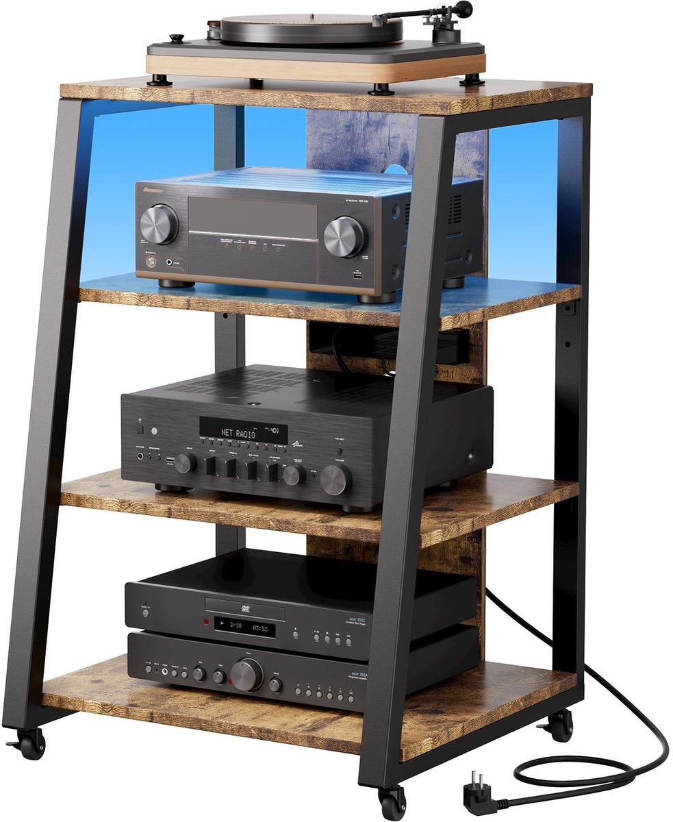 Dailygoods - 4 Tier AV Multimedia Stand met LED Verlichting