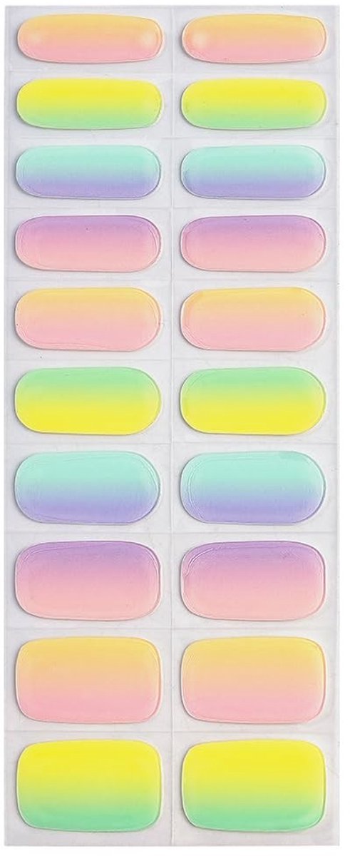 Dailygoods - 20 Stuks Semi-Gel Nagelstrips in Gradiënt Regenboog Kleur
