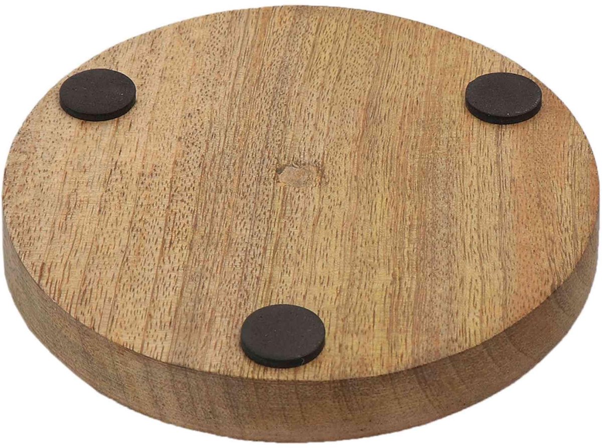 Dailygoods - Ronde Onderzetter van Mangohout met Bloem des Levens