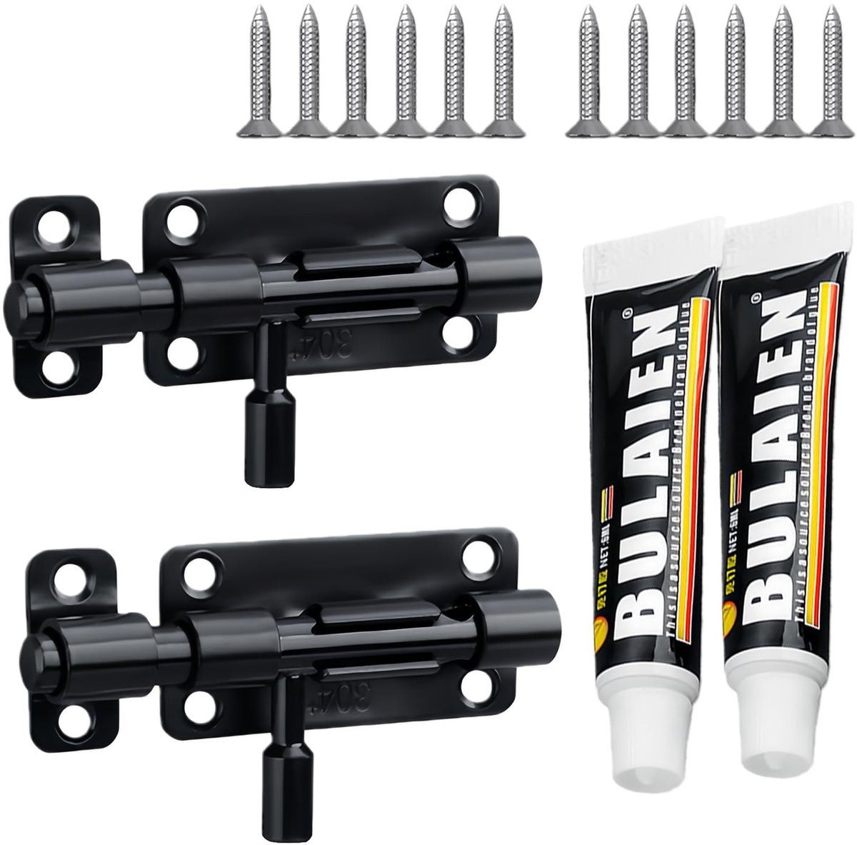 Dailygoods - Set van 2 Roestvrijstalen Deurgrendels voor Binnen en Buiten