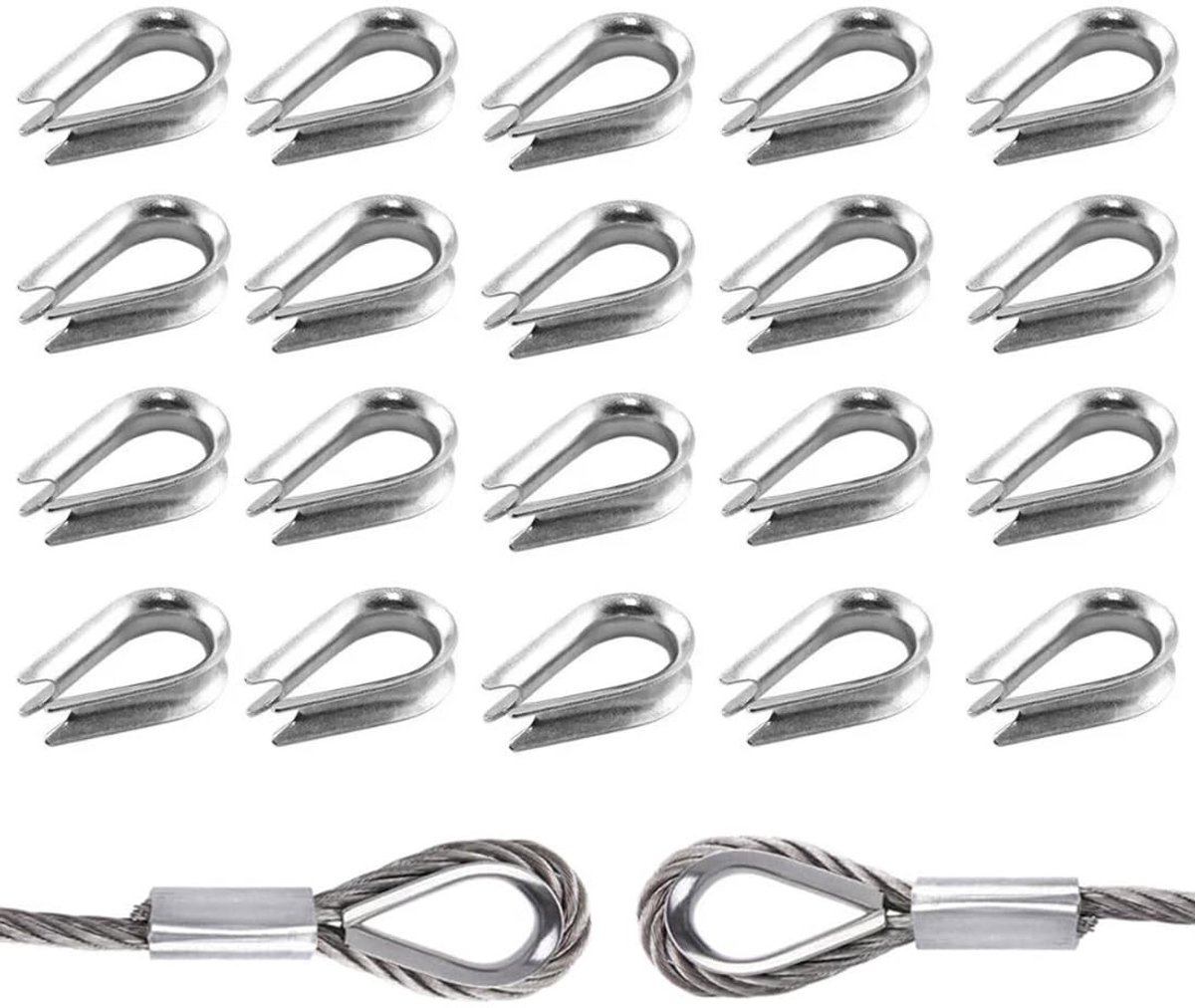 Dailygoods - Set van 20 Staalkabel Klemmen voor Kabelbeveiliging