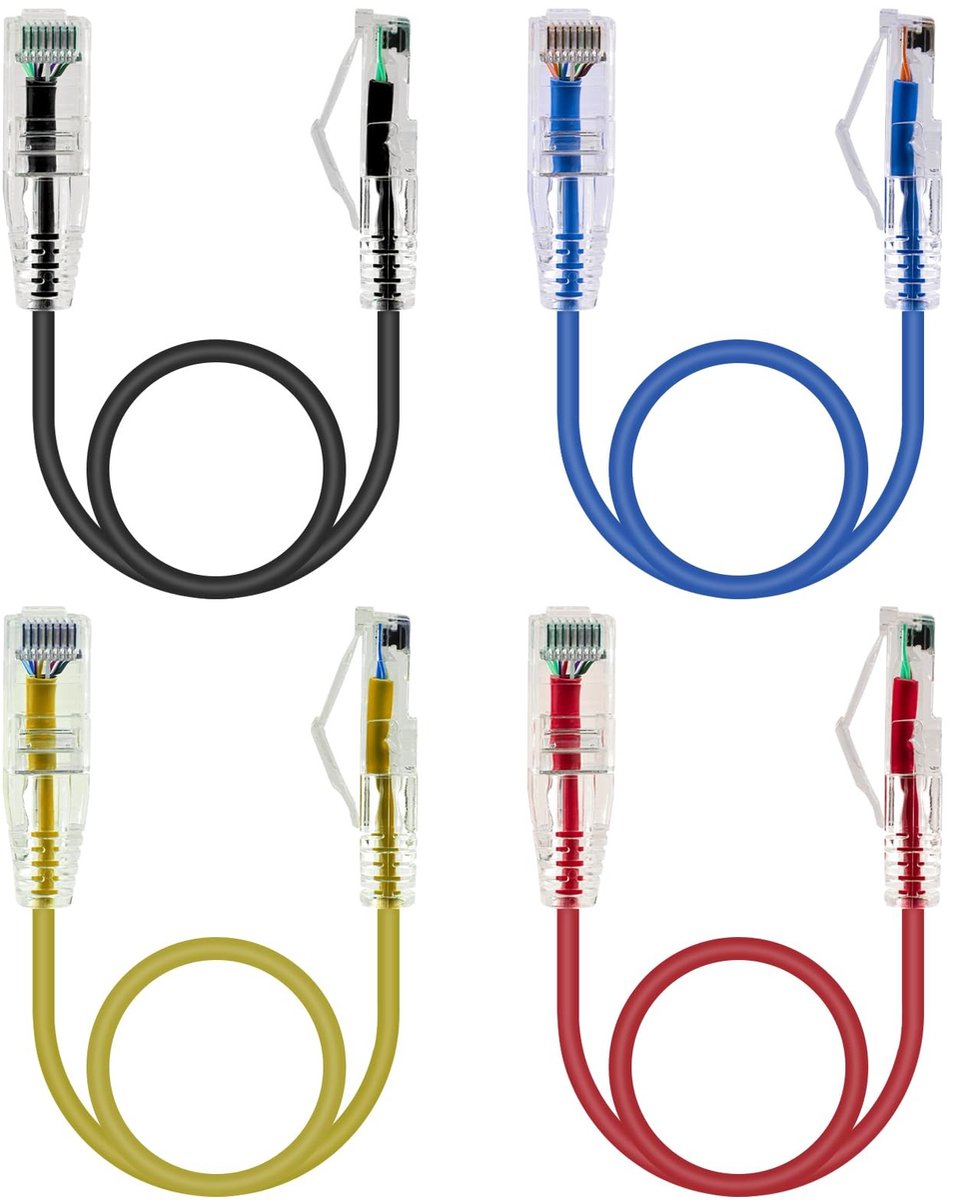 Dailygoods - 4 Stuks Cat6A Ethernet Patchkabel 20 cm RJ45