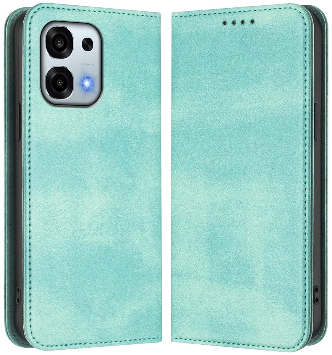 Dailygoods - Wallet Hoesje voor OPPO A6 5G met RFID Blokkering in Lichtgroen