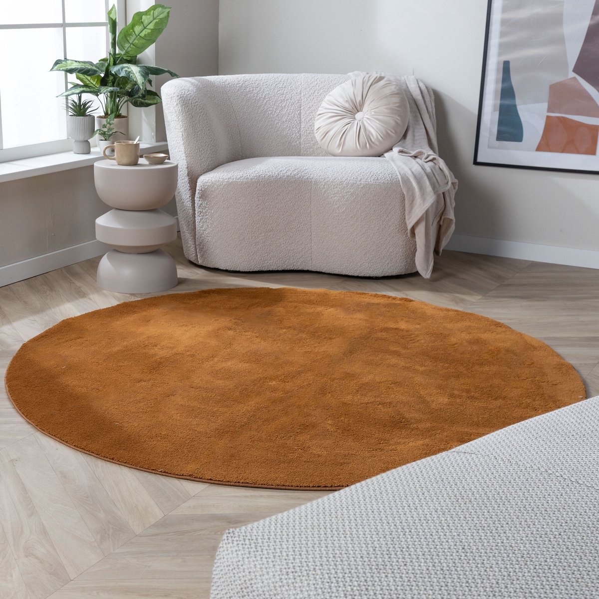 NATURL. Rond wasbaar vloerkleed - Vivid Terracotta - Ø 160cm
