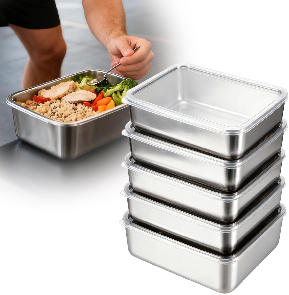 Dailygoods - 5 Stuks Roestvrijstalen Vleeswarendozen met Deksel