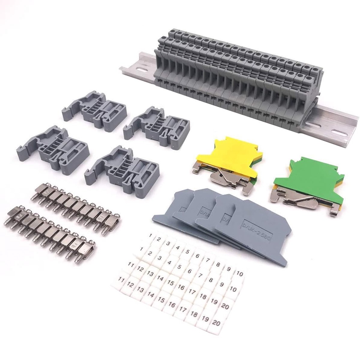 Dailygoods - 22 Stuks UK2.5N Railklemmenblok voor Automatiseringsprojecten
