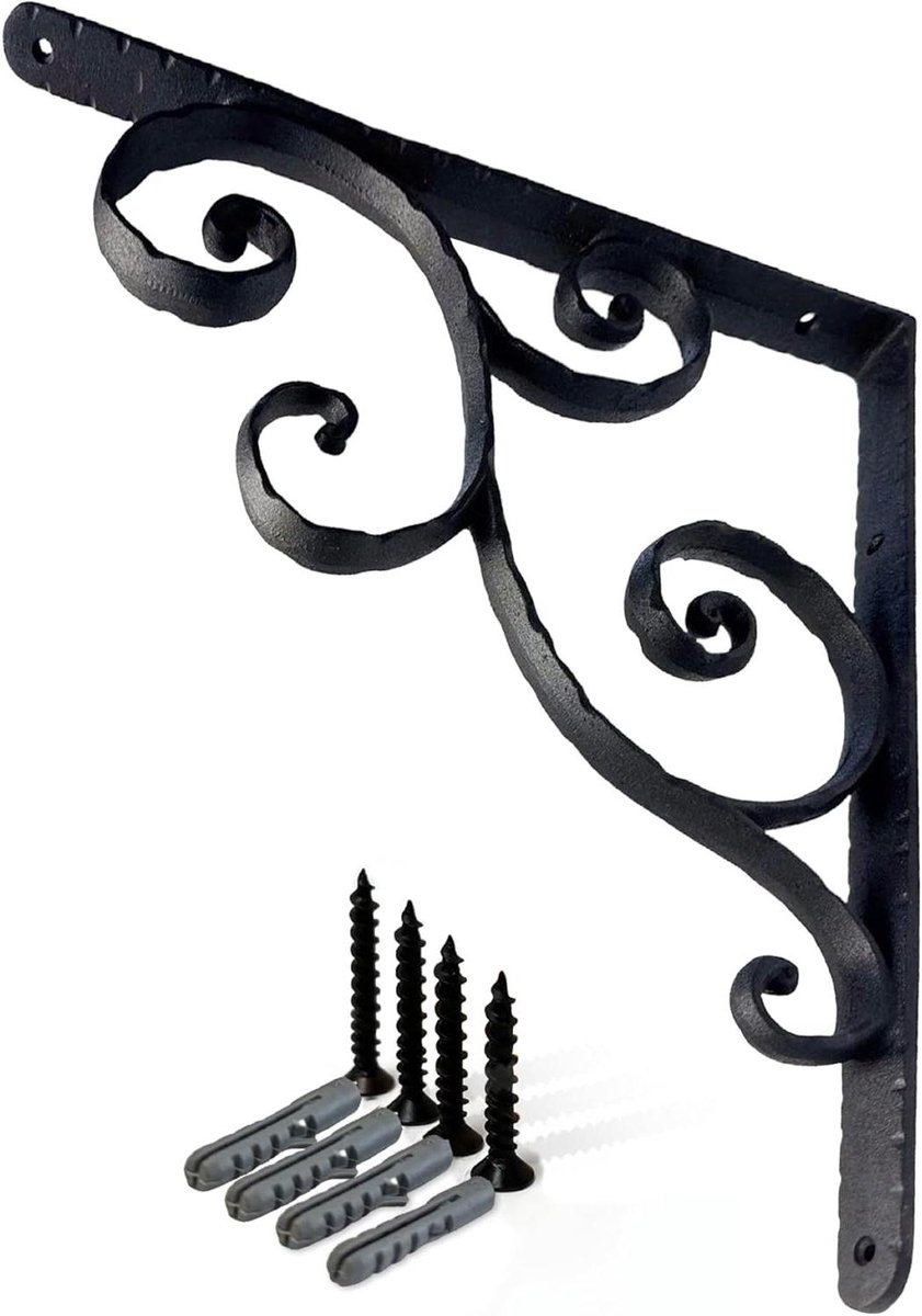 Plankdragers - Wandsteunen - Planken Ophangen - Gietijzer Constructie - 37 x 37 cm - Zwart
