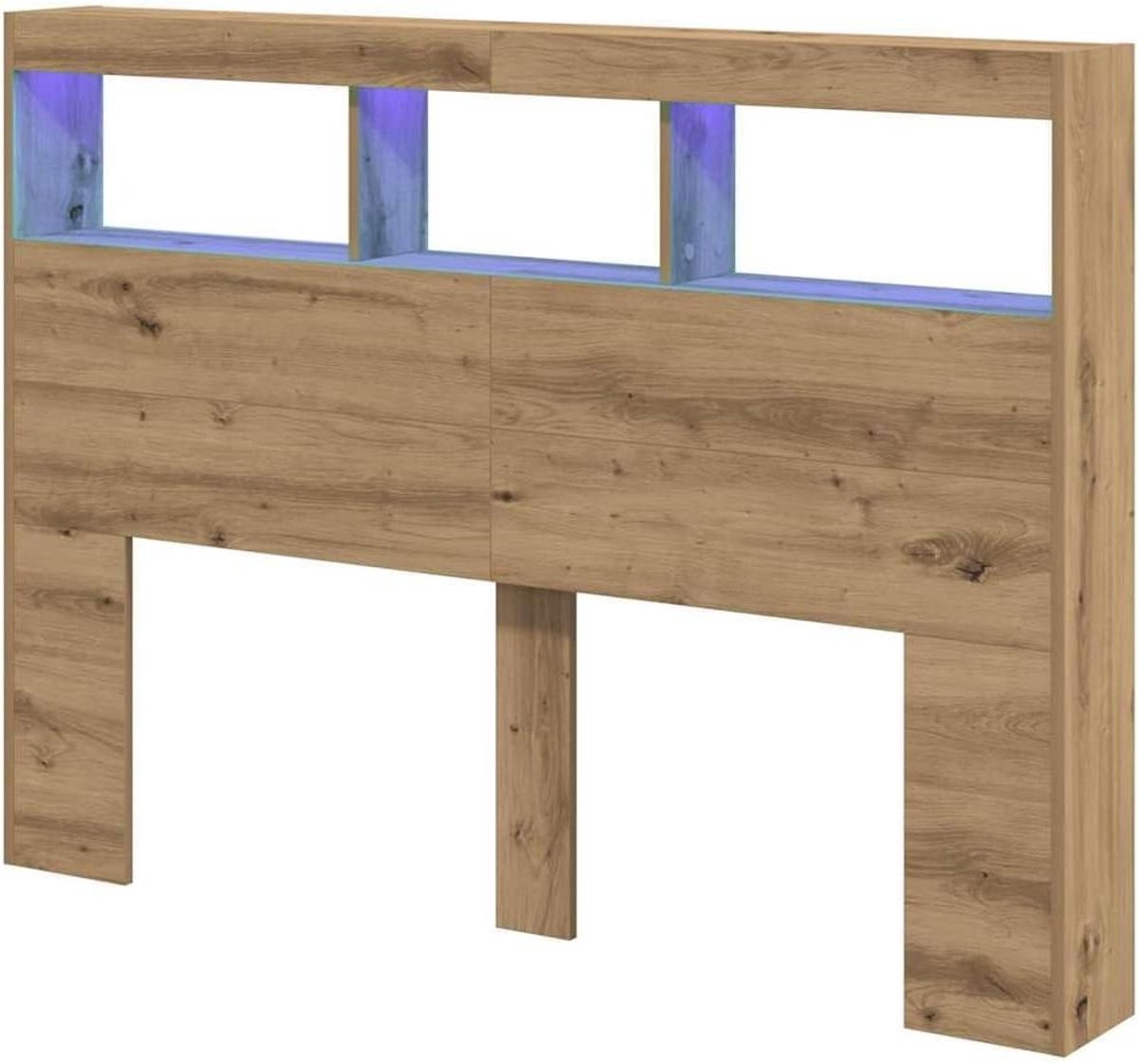 Hoofdbord Kast met LED - Bed Hoofdbord Kast - Opbergen en Sfeer - Met RGB LED Verlichting - 140x17x102 cm