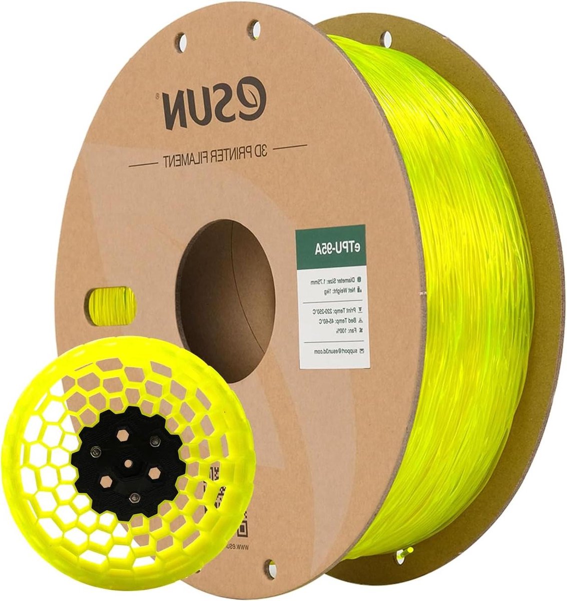 Flexibel Filament - 3D Printer Materiaal - Objecten Printen - Hoge Veerkracht - 1.75 mm - Transparant Geel