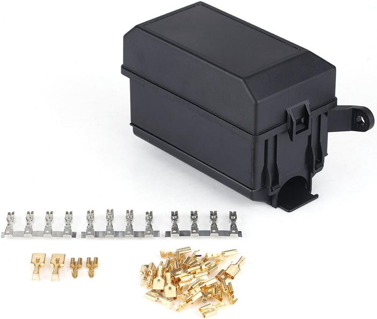 Relaisbox Blok Kit - Relaishouder Zekeringhouder - Auto Elektronica Uitbreiden - Waterdicht Stofdicht Ontwerp - 6-weg 12-Slot - Zwart