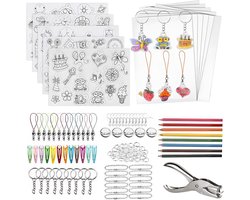 Krimpfolie Knutselset - Shrinky Dink Set - Sleutelhangers Maken - Veilig BOPS Materiaal - 138 Delen - Meerkleurig