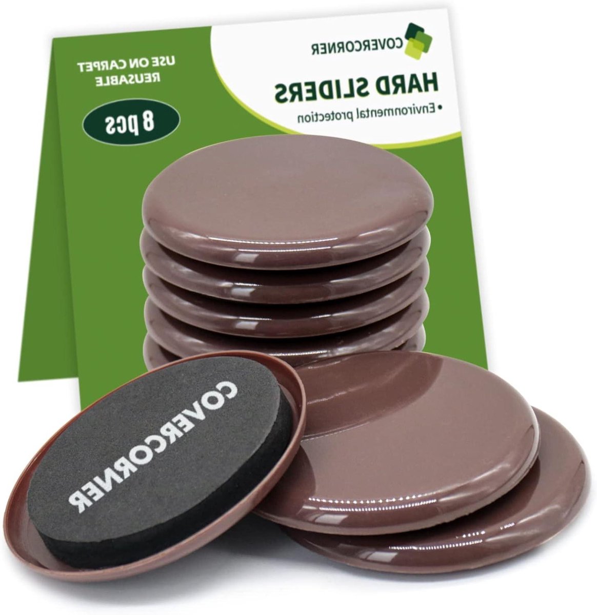 Meubelschuivers - Verhuisglijders Tapijt - Meubels Verplaatsen - Beschermt Tapijt - 3 1/2 inch - Bruin