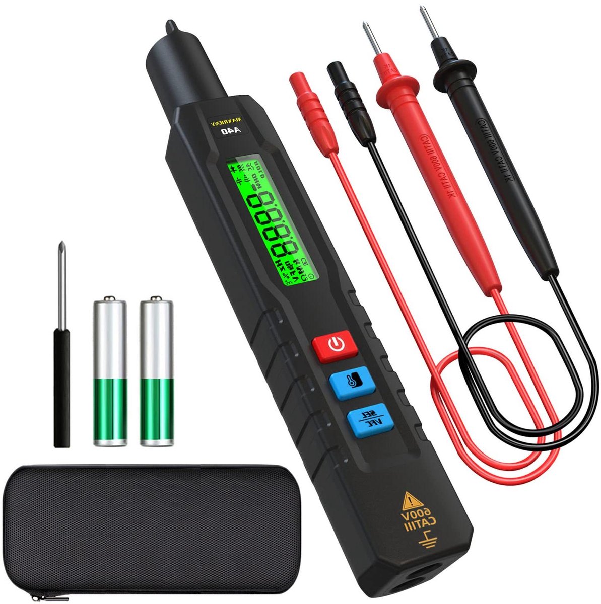 Spanningstester Multimeter - Spanningsmeter Detector - Elektrische Inspectie - Infraroodthermometer - 4000 tellingen - Zwart