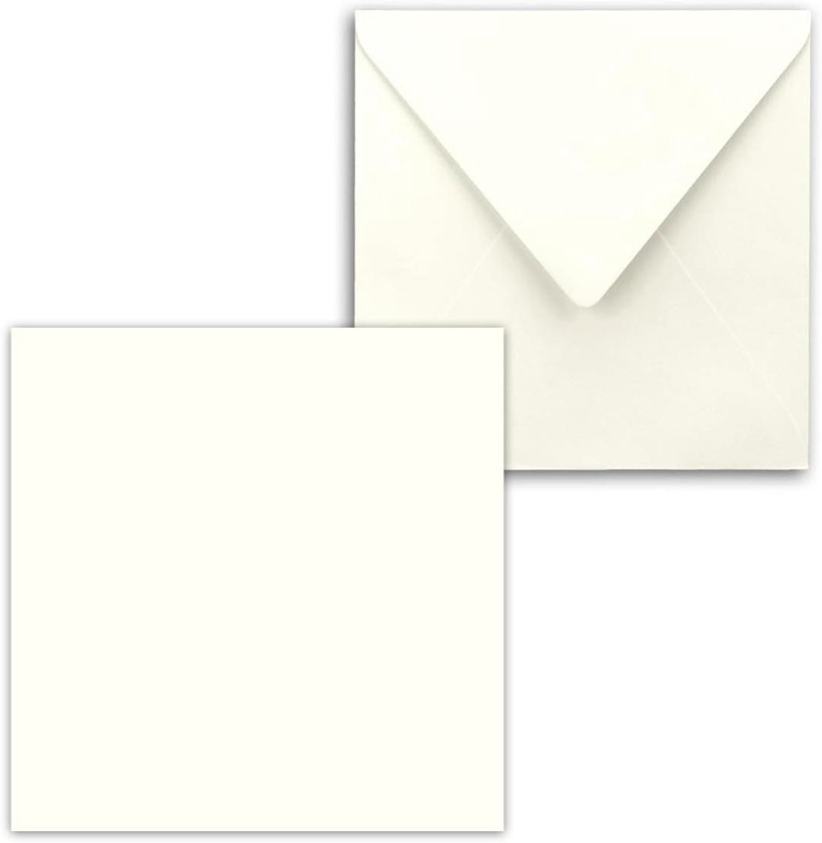 Wenskaarten Vierkant - Kaarten met enveloppen - Persoonlijke kaarten maken - Volledig doorgekleurd papier - 15 x 15 cm - Ecru