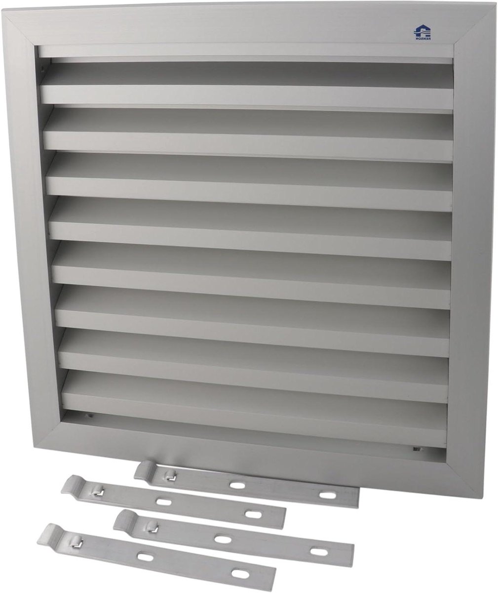 Ventilatierooster - Lamellenrooster rooster - Luchtcirculatie verbeteren - Inclusief insectenhor - 30x30 cm - Zilver