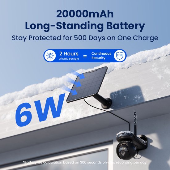 Reolink Altas PT Ultra + Zonnepaneel 6 W- 4K Beveiligingscamera Buiten, 500 Dagen Batterijduur, ColorX Nachtzicht Zonne-energie Camera Draadloos, 360° Pan-Tilt Automatische Tracking, Dualband Wi-Fi 6, Slimme Detectie, Zwart van Merkloos — afbeelding 3