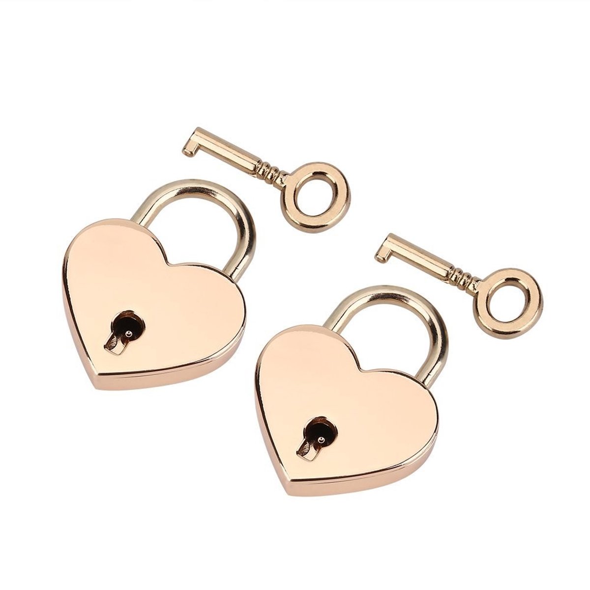 VT Goods - Hartvormig Padlock - Sleutelslot - Duurzaam en Stijlvol - Rose Gold - Mini Lock - Veilig voor Juwelen en Dagboeken - 2 Stuks