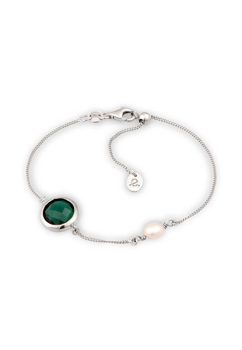 Elli PREMIUM - Armband - Armband Dames Cirkel Pantserketting Kwarts Checkerboard Double Setting Groen 925 Sterling Zilver 19 cm -