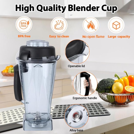 SPHProducts - Blender Container - Morsbestendig - 60 oz - Blender Accessoire - Voor Vitamix - Geschikt voor e310 en VM0109 van Sphproducts — afbeelding 4