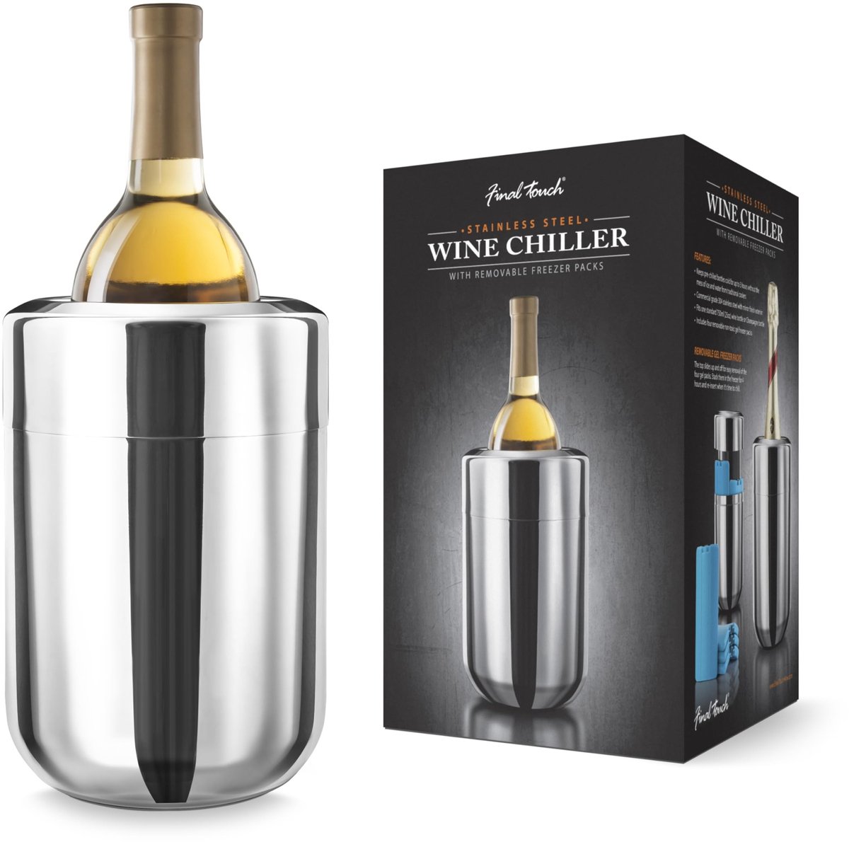 Store_7 - Wijnkoeler - Ideaal voor feesten - Houdt flessen koud - Inclusief gel-vriezerpakketten - Geschikt voor 750ml flessen