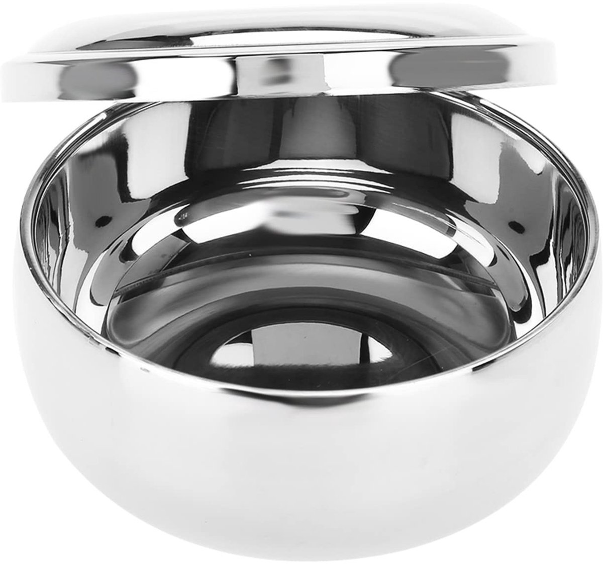Store_7 - Scheerzeepkom - Roestvrijstalen scheerzeepdoos - Met spiegel - Zilver - Vaatwasserbestendig - Geschikt voor heren - Universeel model